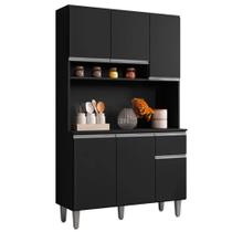 Kit Cozinha Fernanda 105cm 6 Portas 1 Gaveta Preto - Bela Móveis