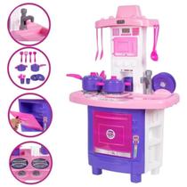 Kit Cozinha Fogão Infantil De Brinquedo Completa Sai Água Pais e Filhos Menina Brinquedo