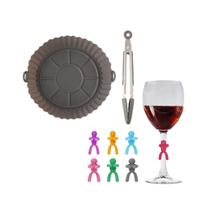Kit Cozinha Forma Silicone 21cm + Pegador + Marcadores de Taça 6un