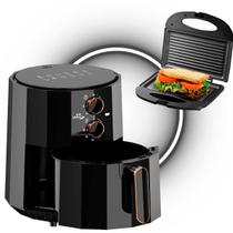 Kit Cozinha Fritadeira Airfryer Elétrica 4,5L e Grill Sanduicheira chapa Dupla antiaderente 2 em 1