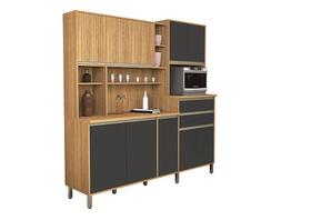 Kit Cozinha Gabi 10 Portas Ripado Freijó/Grafite Vitamov Kit Cozinha Gabi 10 Portas Ripado Freijó/Grafite Vitamov