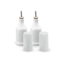 Kit Cozinha Garrafas Saleiro e Paliteiro de Porcelana