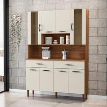 Kit Cozinha Golden 8 Portas Com Nichos Nogueira / Off White Kit Cozinha Golden 8 Portas Com Nichos Nogueira / Off White