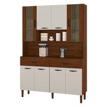 Kit Cozinha Golden 8 Portas Nogueira Off White Ripado - Kits Paraná Kit Cozinha Golden 8 Portas Nogueira Off White Ripado - Kits Paraná