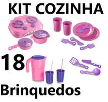 Kit Cozinha Infantil 18 Brinquedos Fogão Panelinhas Pratos