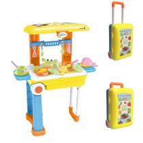 Kit cozinha infantil 3 em 1 mochila maleta portátil menina