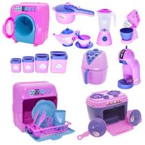 Kit Cozinha Infantil Air Fryer Batedeira Fogão Potes 24pç