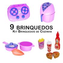 Kit Cozinha Infantil Air Fryer Fogão Panela Comidinhas 9pç