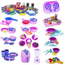 Kit Cozinha Infantil Air Fryer Mercado Louça Comida 112pç