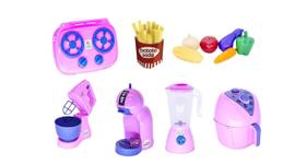 Kit Cozinha Infantil Airfryer Bate Cafetei Liqui Fogão 14 Pç