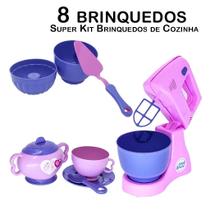 Kit Cozinha Infantil Batedeira Forminhas Xícaras Pires 8Pç