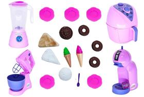 Kit Cozinha Infantil Brinqudo Menina Eletrdomestco Rosa 20pç