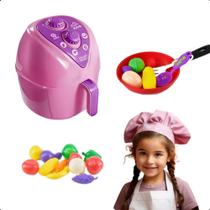 Kit Cozinha Infantil Brinquedo Air fryer C/ Legumes Diversos