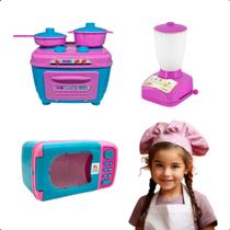 Kit Cozinha Infantil Brinquedo C/ Fogão Microondas Liquidificador