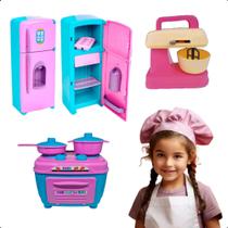 Kit Cozinha Infantil Brinquedo C/ Geladeira Fogão Batedeira Kit Cozinha Infantil Brinquedo C/ Geladeira Fogão Batedeira
