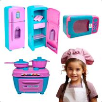 Kit Cozinha Infantil Brinquedo C/ Geladeira Microondas Fogão - Zuca Toys