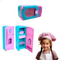 Kit Cozinha Infantil Brinquedo C/ Microondas e Geladeira
