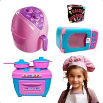 Kit Cozinha Infantil Brinquedo C/ Microondas Fogão Airfryer