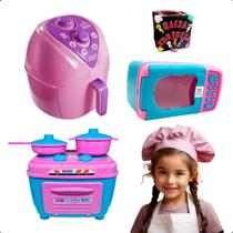 Kit Cozinha Infantil Brinquedo Completo C/ Microondas Fogão Airfryer