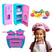 Kit Cozinha Infantil Brinquedo Geladeira Fogão C/ Legumes Kit Cozinha Infantil Brinquedo Geladeira Fogão C/ Legumes