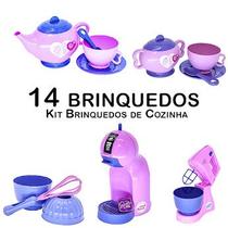 Kit Cozinha Infantil Bule Xícara Batedeira Cafeteira 14pç