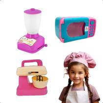 Kit Cozinha Infantil C/ Batedeira Microondas Liquidificador
