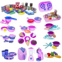 Kit Cozinha Infantil Cafeteira Mercado Louça Comida 114Pç