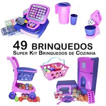 Kit Cozinha Infantil Carinho Caixa Geladeira Microondas 49p