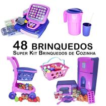 Kit Cozinha Infantil Carrinho Caixa Geladeira Microondas 48P