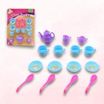 Kit Cozinha Infantil Chá da Tarde e Café com Bule, 15 Acessórios Presente para Menina