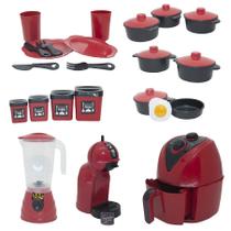 Kit Cozinha Infantil Chef Brinquedo Menino Vermelho 24pç
