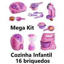 Kit Cozinha Infantil Com 16 Brinquedos Eletro E Panelas