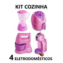 Kit Cozinha Infantil com 4 Brinquedos Airfryer, Batedeira, Cafeteira Capsula e Liquidificador - Altimar