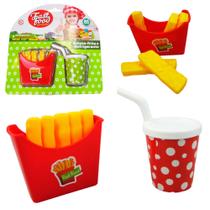 Kit cozinha infantil com batata frita + refrigerante fast food 8 pecas