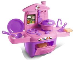 Kit Cozinha Infantil Com Fogao + Acessorios Cooktop 16 Pecas