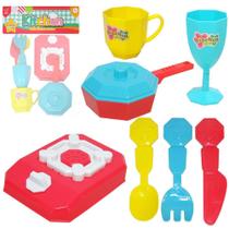 Kit cozinha infantil com fogao + frigideira e acessorios kitchen 8 pecas na solapa - DM BRASIL