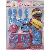 kit cozinha infantil com fogão + panela e acessórios coleção princesa 17 pecas - TOYMASTER