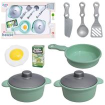 Kit cozinha infantil com frigideira panela e acessorios vintage pratic house collection 10 pecas