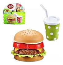 Kit Cozinha Infantil Com Hamburguer De Montar Fast Corte Kit Cozinha Infantil Com Hamburguer De Montar Fast Corte