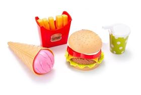 Kit Cozinha Infantil Com Hamburguer De Montar Fast Food