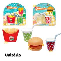 Kit Cozinha Infantil Com Lanche Hamburguer + Refri Fast Food