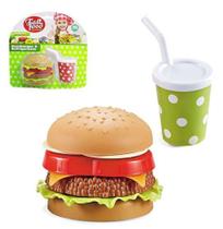 Kit cozinha infantil com lanche hamburguer + refrigerante fast food - ARK BRASIL