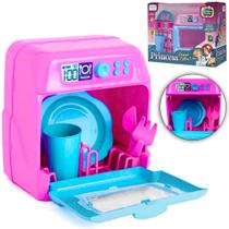 Kit cozinha infantil com lava loucas acessorios e som princess home collection a bateria 6 pecas