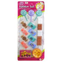 Kit cozinha infantil com pirulito + bala e acessorios kitchen set 17 pecas