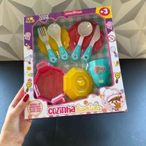 Kit cozinha infantil com prato talher taça panela de plástico de brinquedo para crianças conjunto cozinha comidinha