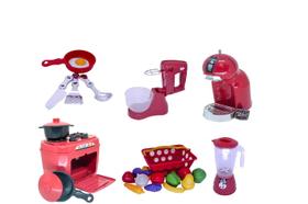 Kit Cozinha Infantil Comida Brinquedo Menino Mercado 25pç