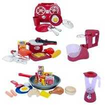 Kit Cozinha Infantil Comida Frigideira Panela de Pressão 34p