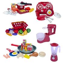 Kit Cozinha Infantil Comida Frigideira Panela de Pressão 56p