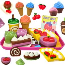 Kit Cozinha Infantil Comidin Brinquedo torta de velcr 45 Pçs