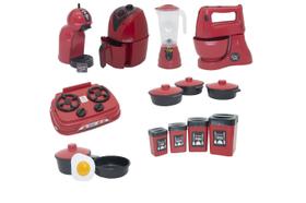 Kit Cozinha Infantil Completa Brinquedo Menino Vermelho 16Pç
